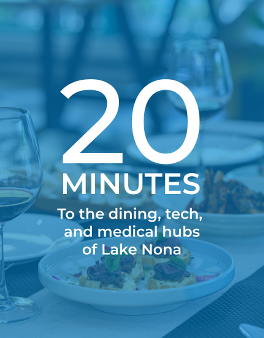 20 MINUTES To the dining, tech, and medical hubs of Lake Nona