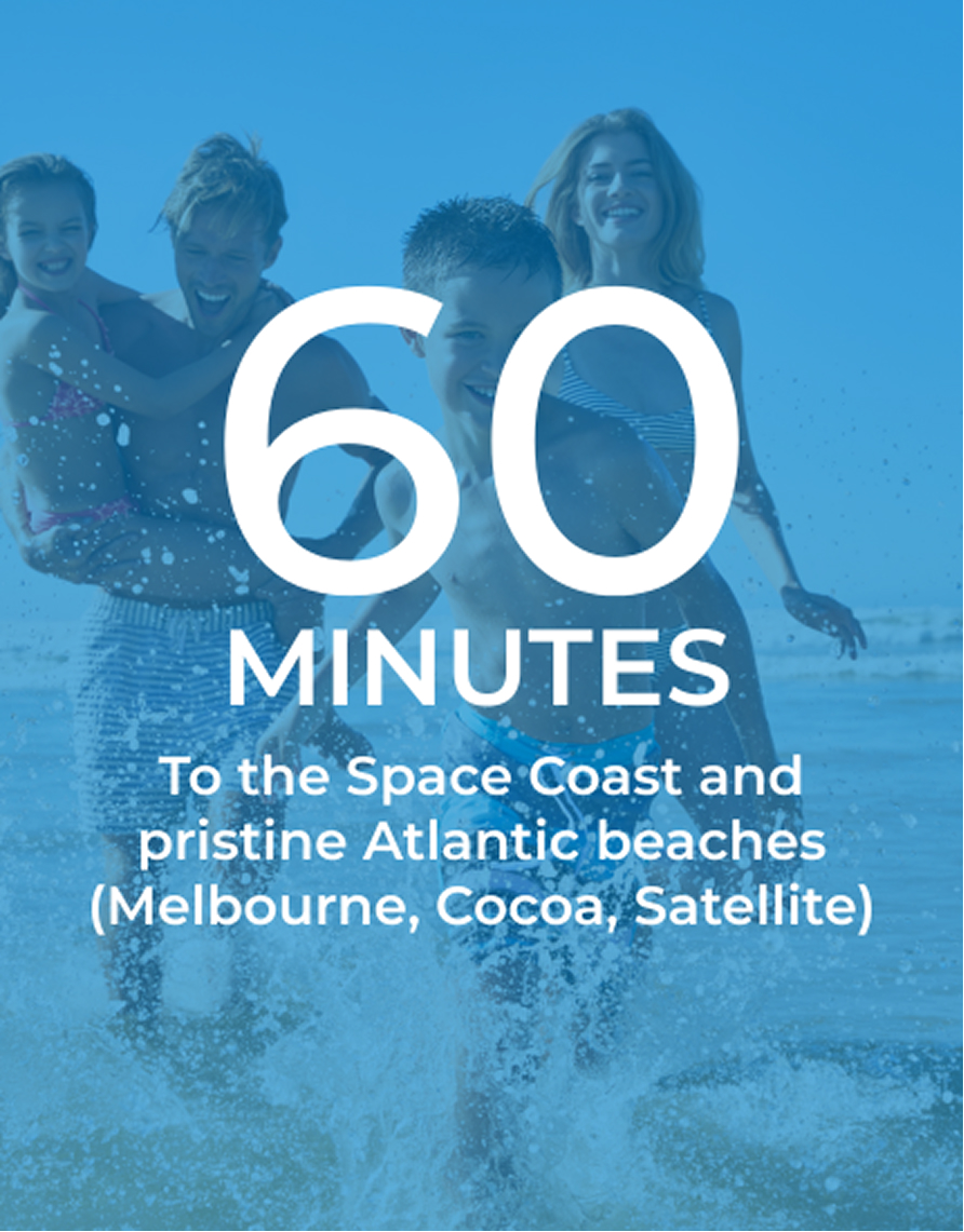 60 minutes To the Space Coast and pristine Atlantic beaches (Melbourne, Cocoa,