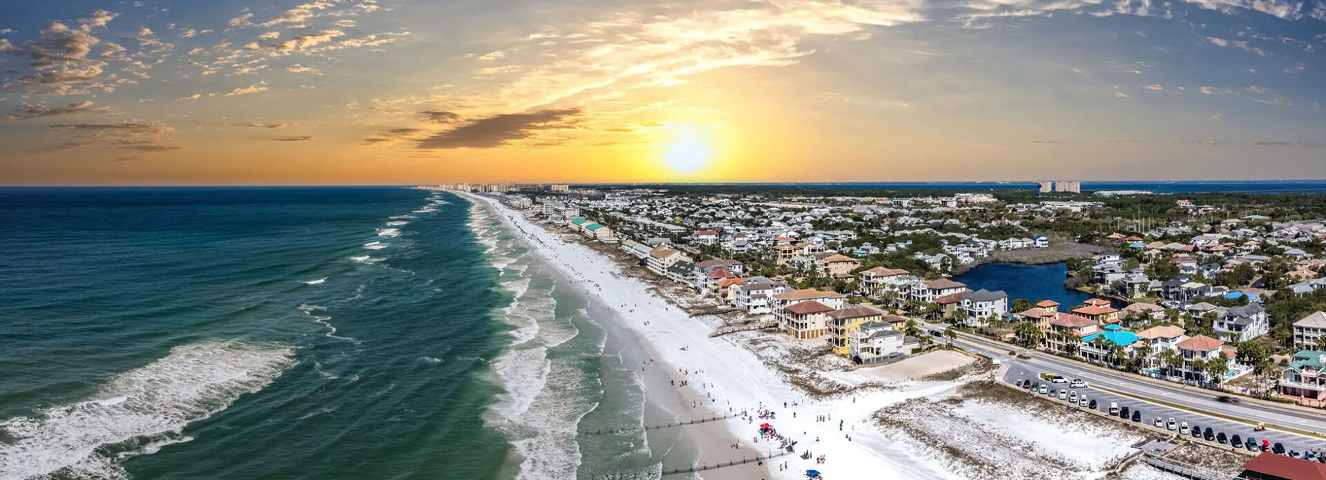 palm bay aerial over the beach